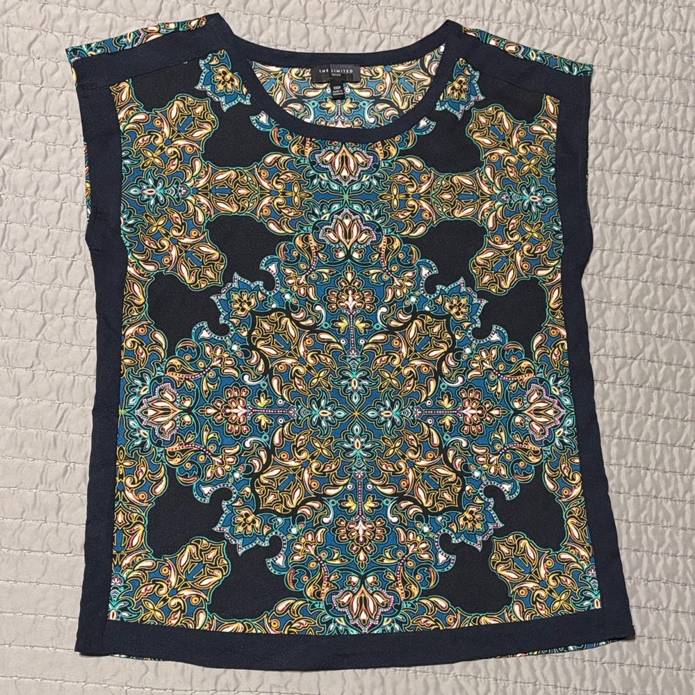 The Limited Scarf Print Wedge Blouse, XXSP, EUC